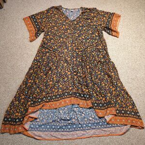 Avenue Maxi Shirt Dress Womens 30/32 Floral Cottagecore Tie Waist Flowy Boho